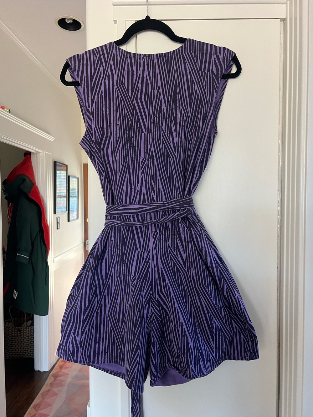 Betabrand wrap skort romper Medium purple stripes - Picture 2 of 9